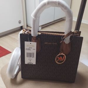 Michael Kors Dark Brown and Gold Crossbody